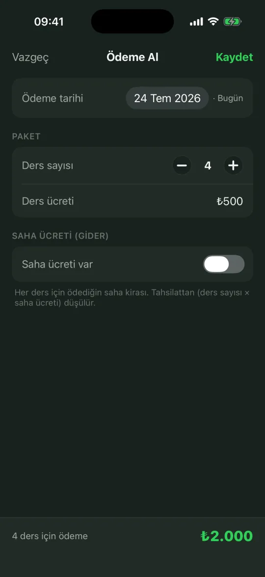 Paket satışı, saha ücreti düşülerek