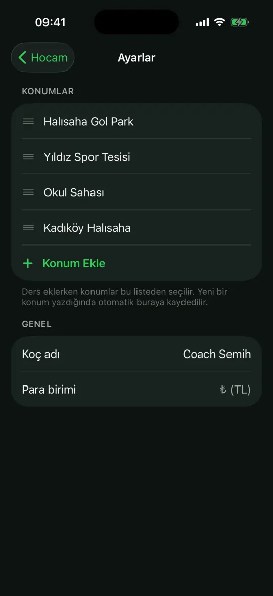 Hatırladığı sahalar