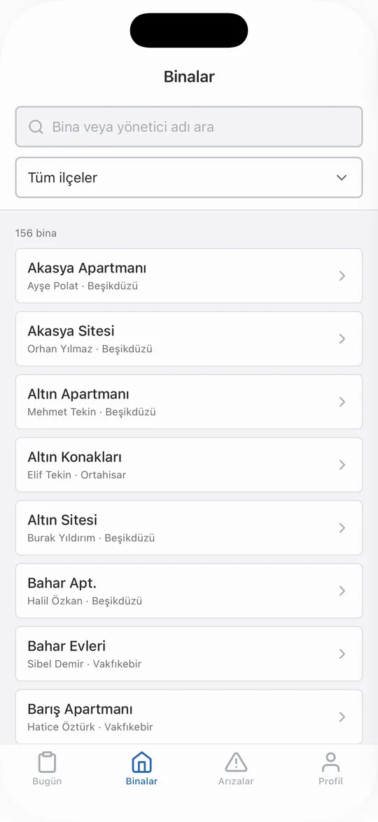 İlçeye göre binalar